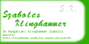 szabolcs klinghammer business card